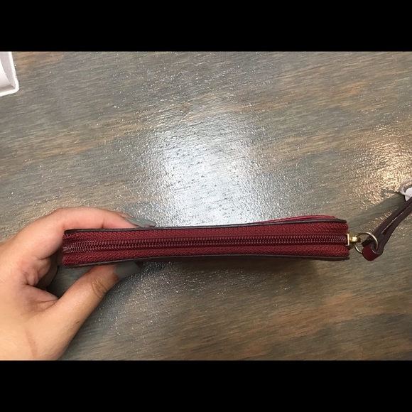 Coach Red Crossgrain Leather Wristlet - Picture 4 of 10